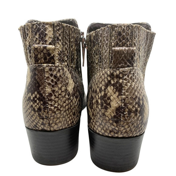 Unisa Sz 9 Brown Snake Reptile Embossed Vegan Leather Print Ankle Boots Booties - Picture 9 of 11